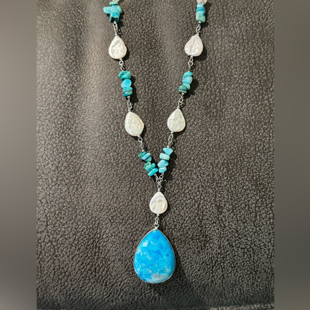 Freshwater Pearl, Blue Sky Stone Agate